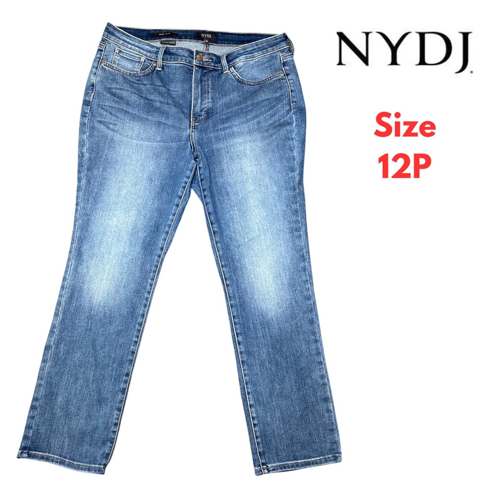 Not Your Daughters Blue Jeans 12P Petite Sheri Slim Lift Tuck Technology $100